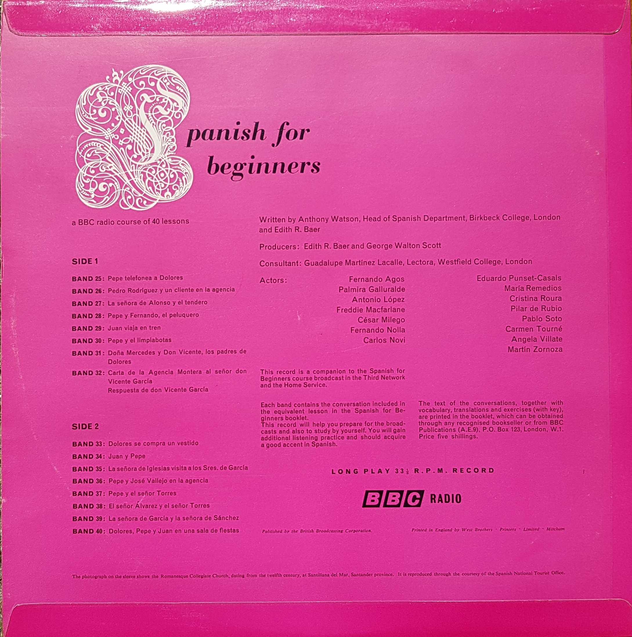 Picture of OP 27/28 Spanish for beginners - Parts 25-40 by artist Anthony Watson / Edith R. Baer from the BBC records and Tapes library
